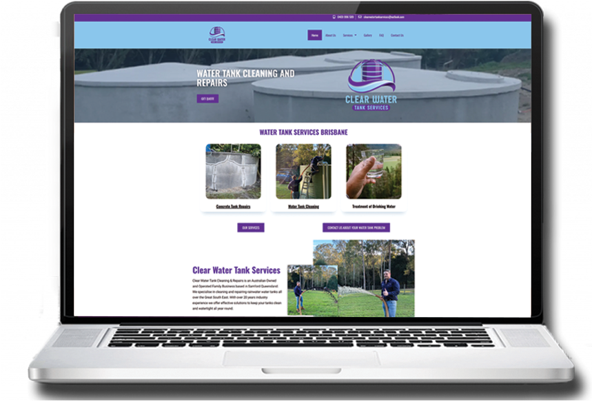Website build Brisbane for Clear Water Tank Services Samford